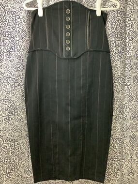 Vintage Lip Service Black Pinstripe Hobble Skirt